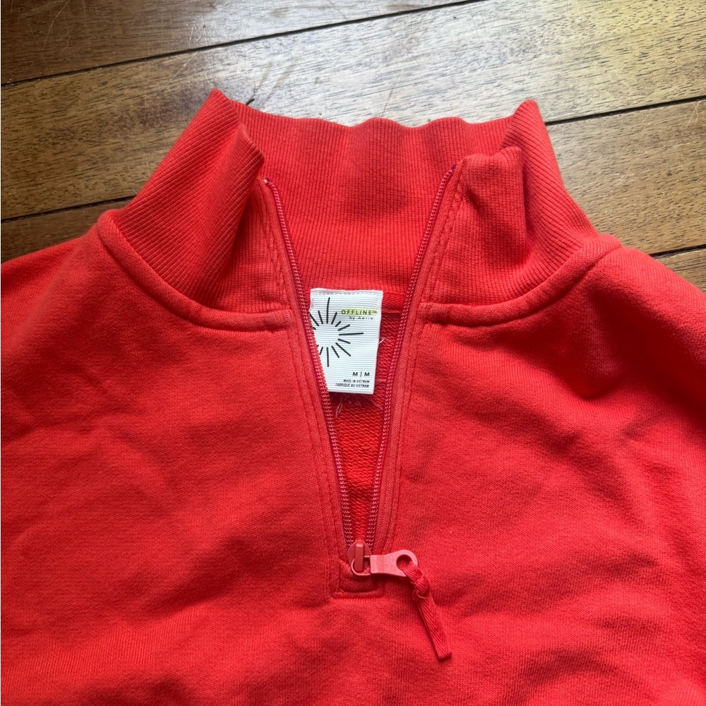 Aerie Red Half-Zip Sweatshirt